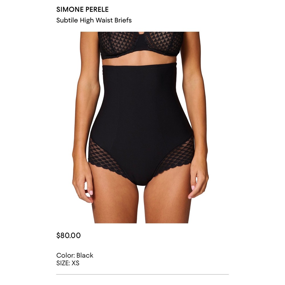 Simone Perele Subtile High Waist Briefs Black Lace Shapewear 19Y774 Size 1 XS